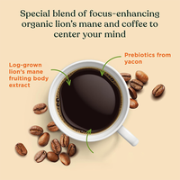 Capsules de café fonctionnel Lion's Mane Mushroom Coffee K-Cup personnalisées, recyclables, sans sucre, avec Yacon prébiotique, pour la concentration et l'énergie