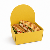 Boîte à sandwich en papier jaune imprimée sur mesure, emballage alimentaire jetable pour les hamburgers, les paninis et la restauration rapide