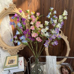 Fleur artificielle Jinxi à tige unique, campanule en soie blanche, rose, jaune, bleue, violette pour décoration de mariage et de maison - Product Image 2