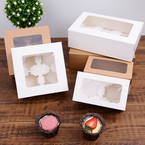 Caja de embalaje de pastel de <span class=keywords><strong>queso</strong></span> <span class=keywords><strong>a</strong></span> prueba de fugas de tamaño de logotipo personalizado cajas de pastel de papel Kraft de cartón blanco con ventana - Product Image 2