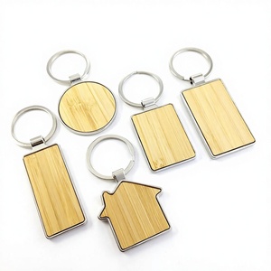 High Quality Custom Souvenir house Wooden car circle Rectangle earth round square shape wood BAMBOO Keyring Keychain Key chain