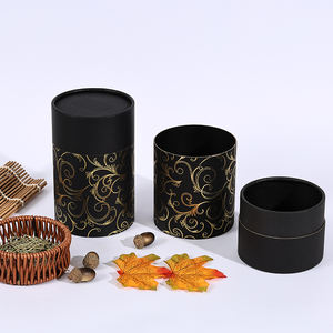 Produit de boîte de tube de papier noir Push Up de feuille d'or de cylindre cosmétique kraft personnalisé Tube de papier d'emballage en feuille d'or - Product Image 3