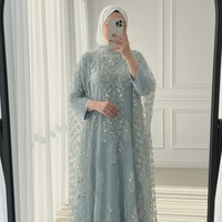 Robe Abaya Musulmane Élégante d'Été à Manches Longues, Respirante, à Motif Floral, Longueur Ras du Sol, Modeste, pour Mariage, en Polyester Infroissable