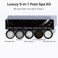 Kit de Spa pour les Pieds Luxe Platine 5 Étapes : Gommage au Sel, Masque au Collagène, Sérum Doré, Crème – Kit de Pédicure Spa Marque Privée pour Fournitures Onglerie