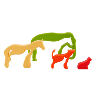 Educatief Zintuiglijk Milieuvriendelijk Babyspeelgoed Olifant Paard Hond Kat Puzzel En Siliconen Stapelen Speelgoed - Product Image 3