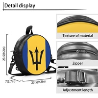 Sac à bandoulière circulaire en PU imprimé drapeau national de la Barbade, sac à dos convertible léger pour femme