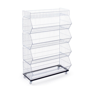 5 שרמות סל אחסון מדפים סופרמרקט לבן מדפי סופרמרקט - Product Image 3