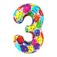 Populaire 40 pouces multicolore grand numéro 0-9 ballon en aluminium nouvelles décorations de fête