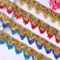 Accessoires de vêtements de haute qualité or et argent métallisé dentelle bordure dentelle garniture paillettes doré jaune or dentelle garniture