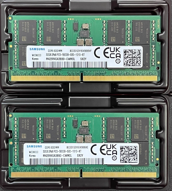 DDR5 SO-DIMM Used Laptop RAM 32GB 2Rx8 5600MHz PC5-5600B Serial Number M425R4GA3BB0-CWM
