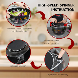 Pengering sayur keluaran plastik dapur rumah pengering dengan mangkuk & saringan pemutar Salad selada - Product Image 4