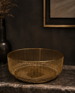 Corbeille à fruits décorative en fil métallique doré, bol de service, centre de table, décoration pour la maison, la salle à manger et la cuisine, bol de rangement - Product Image 4