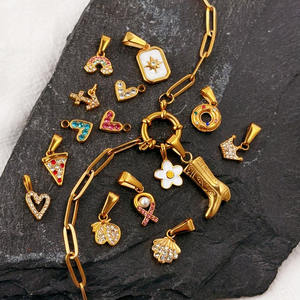 Wasserfeste Schmuck-Accessoires: Halskettenanhänger aus Edelstahl, personalisierter CZ Herz-Charm-Bar, DIY-Boutique, Stern-, Herz-, Schlüssel-Anhänger - Product Image 6