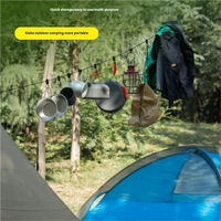 Corde à linge portable coupe-vent pour extérieur, corde à linge multifonctionnelle pour camping, corde réglable avec pinces à linge, corde de suspension pour auvent