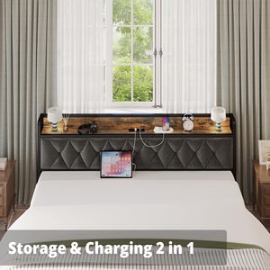 Cabecera de Cama Moderna ANCTOR con Almacenamiento, para Camas Twin/TwinXL/Full/Queen/<span class=keywords><strong>King</strong></span>/California <span class=keywords><strong>King</strong></span>, de Acero, Silenciosa - Product Image 4