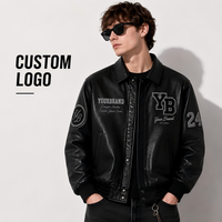 Blouson en cuir personnalisé avec logo pour homme, noir, patchwork, style racing, blouson universitaire, marque privée, patch de course, blouson bomber, fabrication OEM