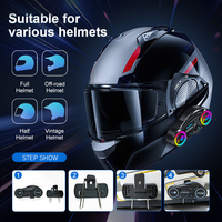 Meilleures ventes, casque de moto avec interphone pour deux personnes, portée de 500 m, assistant vocal IA, radio FM, éclairage RVB, casque BT