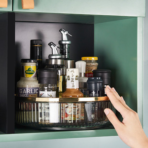 Estante giratorio para especias de cocina, organizador de almacenamiento de condimentos con plato giratorio de 360 grados, contenedor redondo portátil para uso en la cocina - Product Image 1