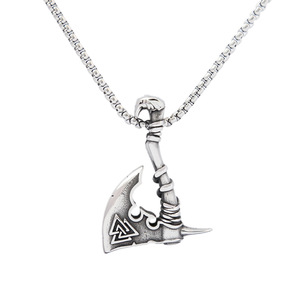 Yunnique-collar con colgante de hacha vikinga de acero inoxidable, joyería de moda de estilo Retro Unisex para hombres y mujeres - Product Image 5