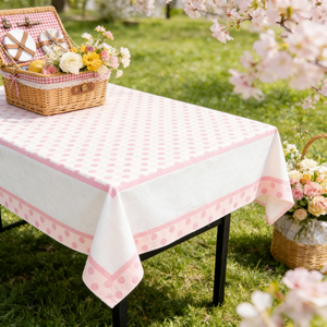 Nappe jetable à pois roses et blancs 621016 - Housse de table rectangulaire pour fête d'anniversaire d'enfants, baby shower, tea party - Product Image 2