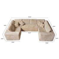 VONLIVA Ensemble de canapés modulaires modernes compressés, surdimensionné, avec deux longues chaises longues en velours côtelé, personnalisable, sans structure de support