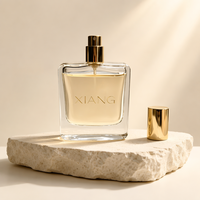 Flacon de parfum en verre plat transparent épais, vide et rechargeable, vaporisateur à fine brume doré, atomiseur de voyage de luxe 30ml 50ml 100ml