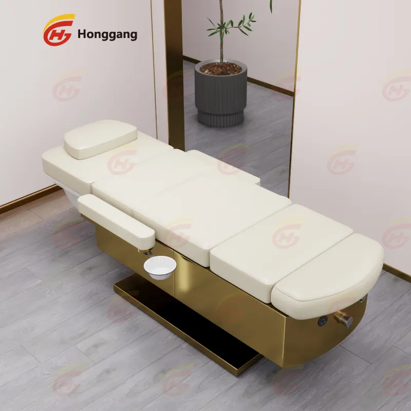 Thaise Luxe King Size Hoofd Voet Gezichtswimper Spa Schoonheidssalon Bed Haar Wassen Elektrische Massagetafel