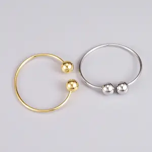 Французский 18K двойной шар позолоченный Титановый стальной Открытый браслет модные ювелирные изделия браслеты для девочек