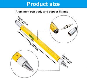 Nuevo Bolígrafo Multiherramienta 6 en 1 con Regla y Nivel, Bolígrafo Multifuncional de Metal, Gadget Genial para Hombres, Regalo - Product Image 3