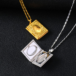 Commercio all'ingrosso Allah collana di ciondolo in oro placcato medaglione religioso con cornice aperta <span class=keywords><strong>Islam</strong></span> musulmano <span class=keywords><strong>simbolo</strong></span> zircone rame per il regalo - Product Image 5