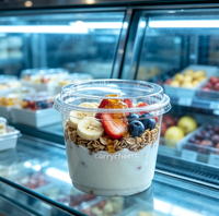 Gobelets à Açaï Personnalisés avec Logo Imprimé 14oz/16oz, Gobelets à Parfait avec Couvercles, Gobelets à Dessert en Plastique Transparent, Gobelets à Smoothie pour Yaourt et Jus de Fruits