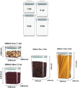 Large <b>Stackable</b> Airtight PET Injection Rectangle Sustainable Multifunction Food Grain Fresh <b>Storage</b> <b>Containers</b> Set with Lids - Product Image 6