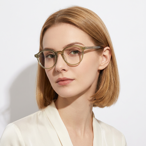 Monturas de gafas redondas de color sólido con protección UV para mujeres adultas, corrección de la visión, compatibles con rostros ovalados. - Product Image 1