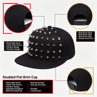 Gorra Snapback Negra con Tachuelas, Estilo Hip-Hop, Unisex, para Baile Callejero, Pesca, Transpirable e Impermeable, de Ala Plana, en Oferta