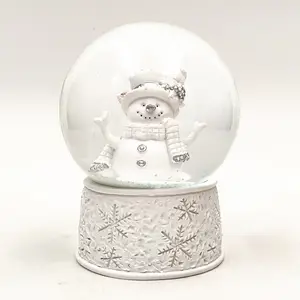 Shunxu 수지 공예 화이트 사용자 정의 LED 크리스마스 물 글로브 카와이 눈사람 스노우 글로브
