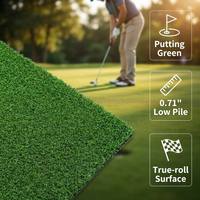Matras Latihan Golf Rumput Sintetis Bentuk Keriting 0,71 Inci, Tahan UV, Tahan Lama untuk Sekitar Kolam Renang, Halaman Belakang, dan Olahraga
