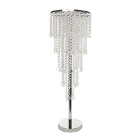 Support floral haut en acrylique argenté avec perles de cristal pour centre de table de mariage, décoration de table, événements, fêtes et cérémonies