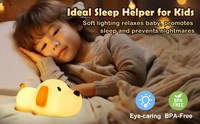 Veilleuse chien mignon respectueux de l'environnement Silicone bébé lampe de chevet USB Rechargeable réglage des lumières