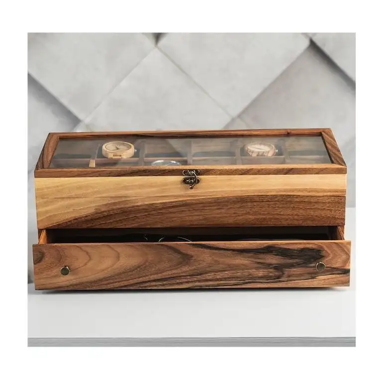 Luxury Portable Large Capacity 4/8/12 Slot Black Travel Wooden Watch Collection Gift Box Display Storage Packaging Watch Box