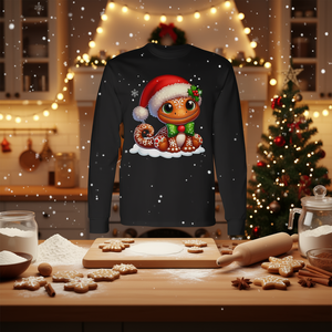 Maglietta a maniche lunghe natalizia Santa Gingerbread Gecko con design a tema biscotti e pasticceria - Product Image 2