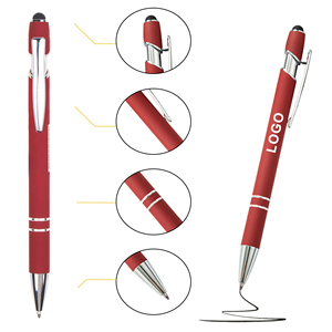 Custom Logo Promotional Stylus Metal Ballpoint Pen Wholesale Rubber Aluminum Multi-color Novelty Touch Screen Phone Advertising - Product Image 2