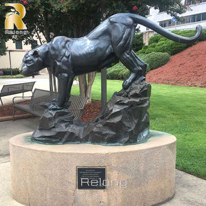 Statue de panthère noire en bronze moderne en fonte de laiton pour jardin extérieur à vendre - Product Image 1