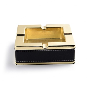 Luxury Souvenir Antique Ashtray Eco-Friendly Reusable Custom Logo <b>Drop</b> Proof Gold Plated Metal Ashtray - Product Image 3