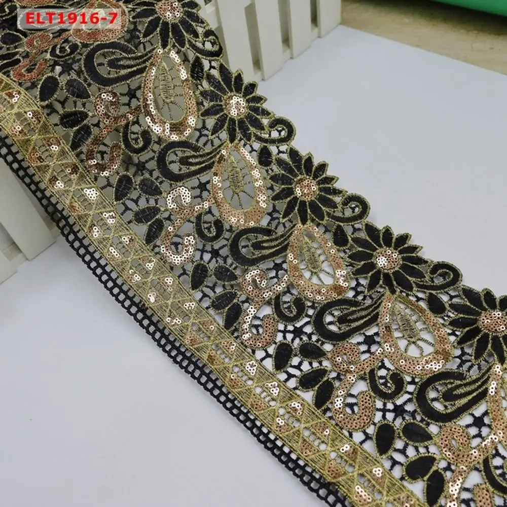 Guipure 3d polyester trim chemical border lace trimming multi colors flower embroidery lace trim sequin decorate clothing trim
