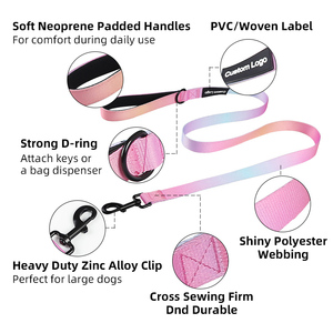 Benutzer definiertes Logo <span class=keywords><strong>Neopren</strong></span> gepolsterter Griff Haustier leine Personal isierte benutzer definierte Polyester Hunde halsband und Leine Set Luxus Hunde halsbänder und Leine - Product Image 6