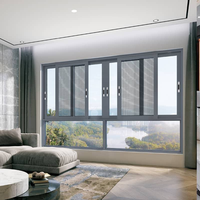 Fenêtre coulissante moderne en aluminium à pont thermique insonorisé et isolé, avec moustiquaire intégrée, option de fermeture haut de gamme pour cuisine et balcon