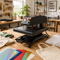 Mesin Press Panas Pneumatik Rotary Langsung dari Pabrik, Desain Swing Away, Kontroler Digital, Printer Flatbed Otomatis untuk Kaos
