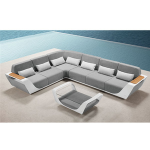 Ensemble de mobilier de jardin modulable en aluminium, style luxe, pour extérieur, idéal appartement, en forme de L, H-28041 - Product Image 1