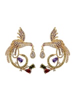 Boucles d'oreilles oiseau couleur Phoenix avec boucles d'oreilles en laiton zircon AAA bijoux en argent sterling