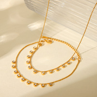 Collier haut de gamme en acier inoxydable simple avec pampilles en zircon, chaîne fine, bijoux étanches tendance